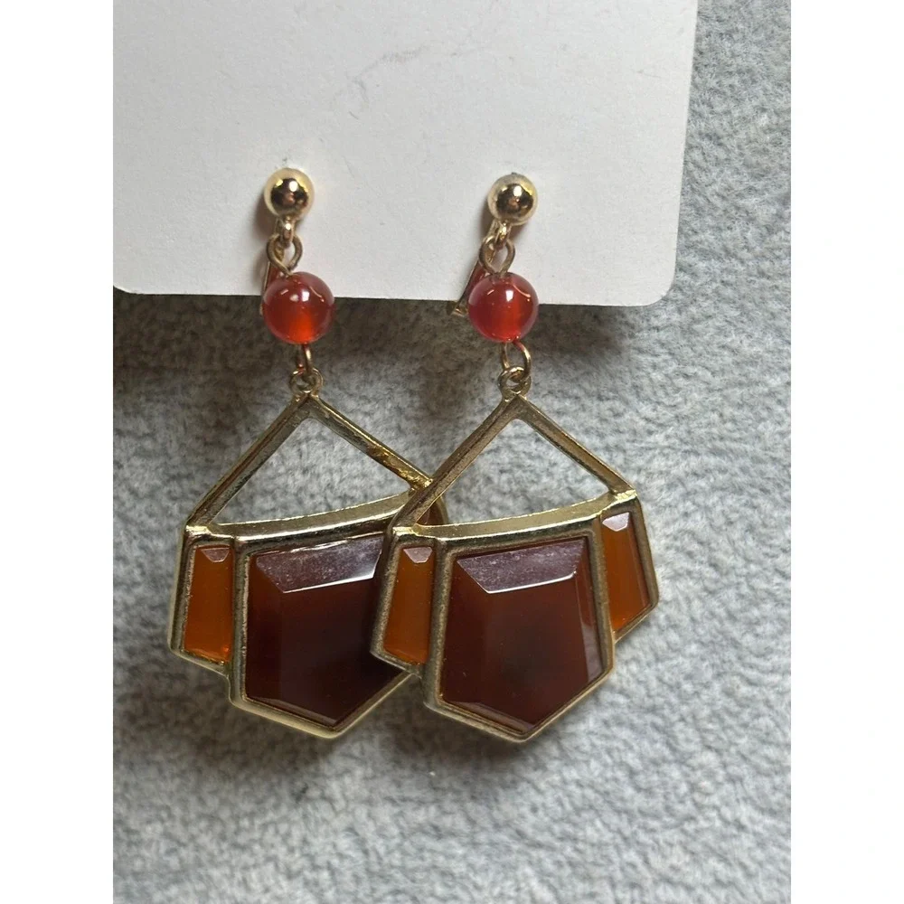 #25. Amber Orange Clip-on Earrings